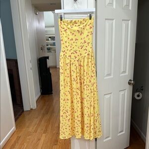 RESA Yellow Floral Strapless Dress